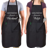 2-Pack Aprons for Women Men & Couples Black Apron with Pockets Husband and Wife
