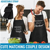 2-Pack Aprons for Women Men & Couples Black Apron with Pockets Husband and Wife